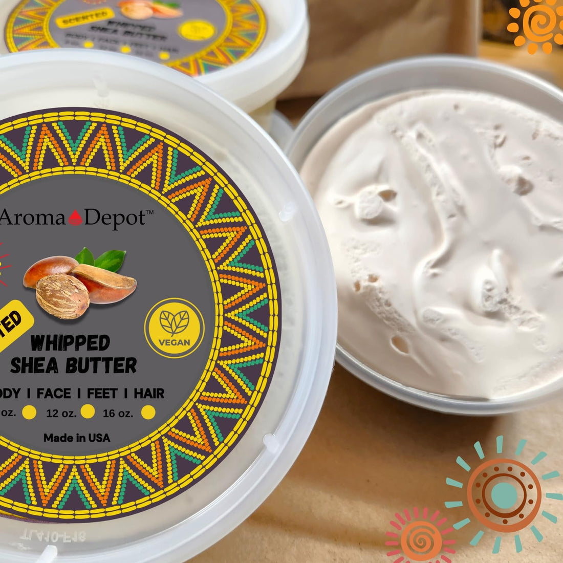Aroma Depot Pink Sugar-Scented Whipped Body Butter Made With African Shea Butter, a Nourishing Moisturizer for Glowing Skin, Grade A 100% Pure Natural for dry Skin, Body, Hair, and Face. (8 oz.)