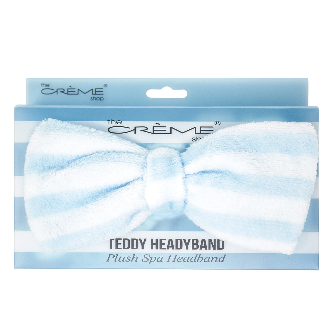 The Crème Shop Blue Striped Teddy Headband, Spa Headband for Washing Face, Skincare Headbands, Soft & Fluffy Headbands for Women, Cruelty-Free & Vegan