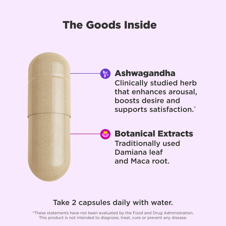 OLLY Lovin Libido Capsules, Boost Desire With Ashwagandha, Maca & Damiana, Vegetarian, Supplement for Women, 20 Day Supply - 40 Count