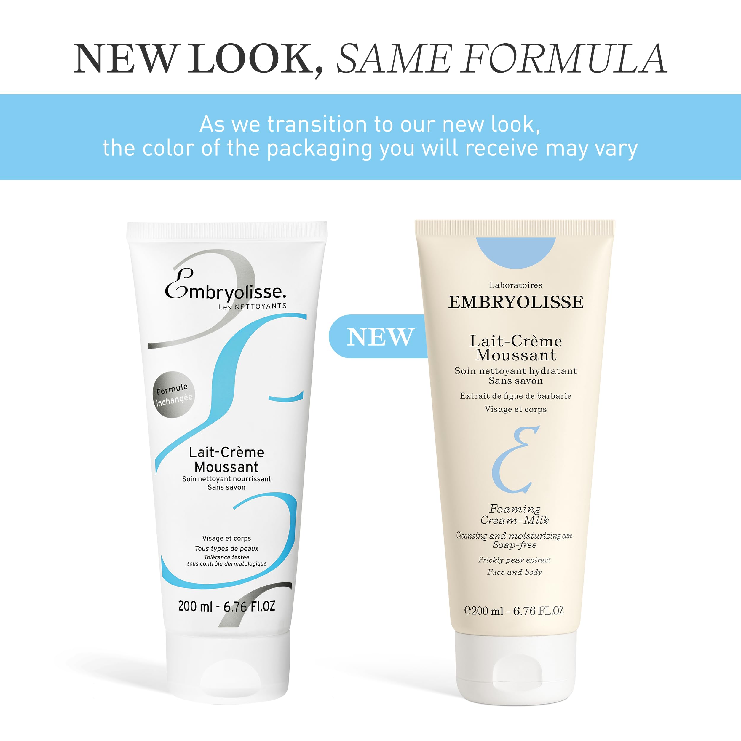 Embryolisse Foaming Cream Milk. Hydrating Cleanser for Face and Body, Soap-Free, Vegan Formula, 6.76 fl.oz.