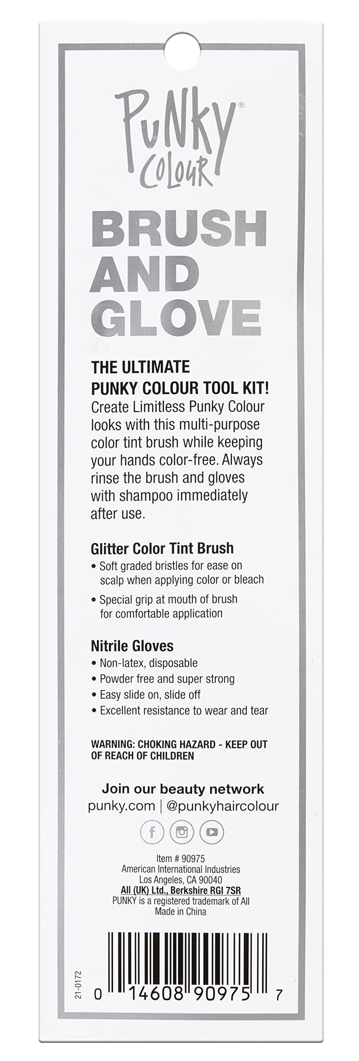 Punky Hair Color Brush & Glove Kit - Hair Dye Brush for Bleaching, Highlighting & Tinting, Hair-Coloring Brushes, 3 Pack