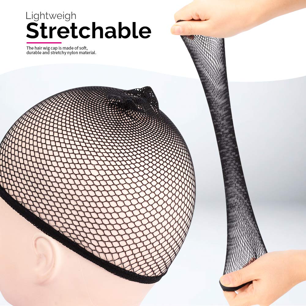 Wig Cap, FANDAMEI 4PCS Black Mesh Wig Cap Net, Closed End Hair Mesh Net Wig Caps, Liner Weaving Caps for Women, Men, Kids