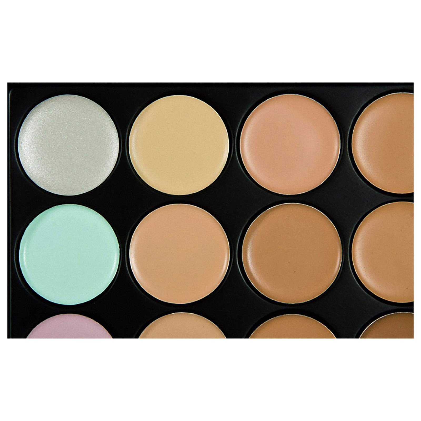 Anself 15 Colors Makeup Cream Facial Camouflage Concealer Make Up Palette with Sponge Puff Oval Makeup Brush