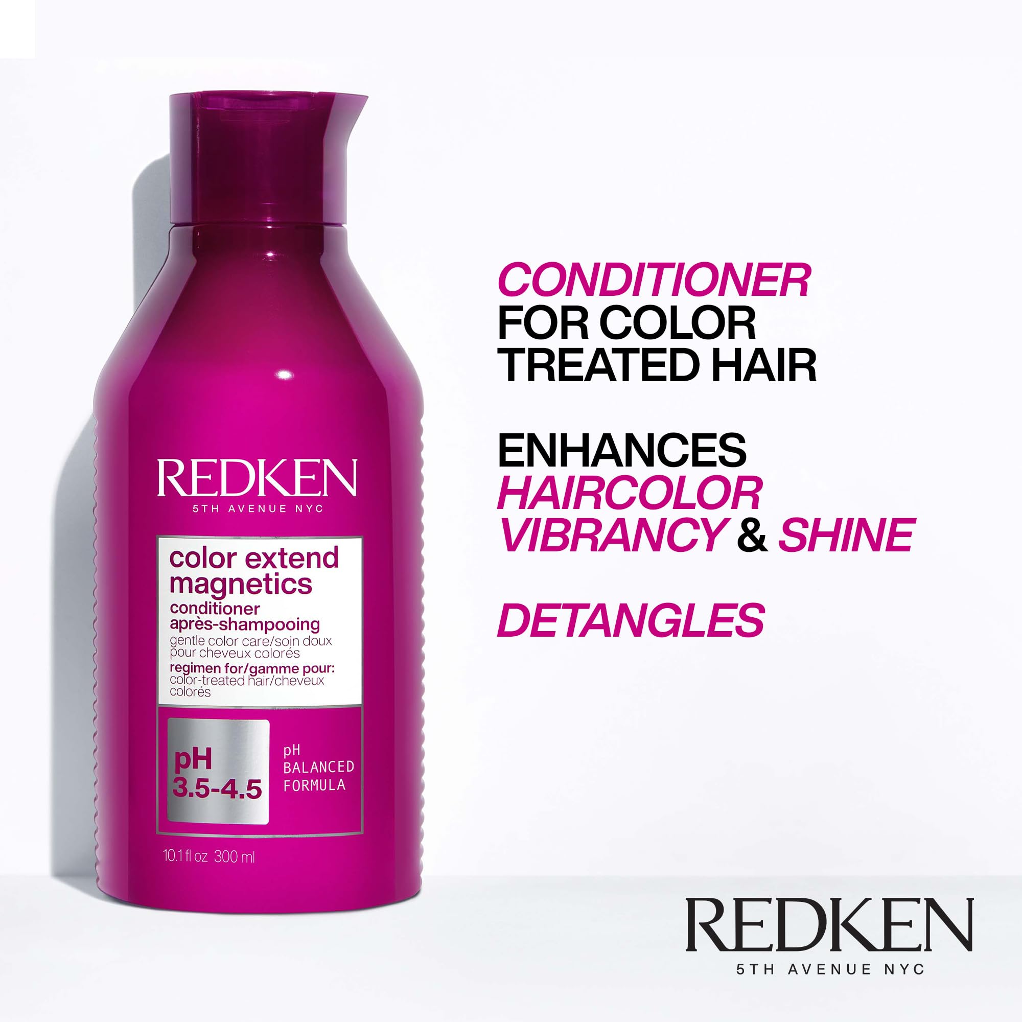 Redken Color Extend Magnetics Conditioner | For Color Treated Hair | Protects Color & Adds Shine | With Amino Acid | Sulfate-Free | 8.5 Fl Oz, 10.1 fl. oz