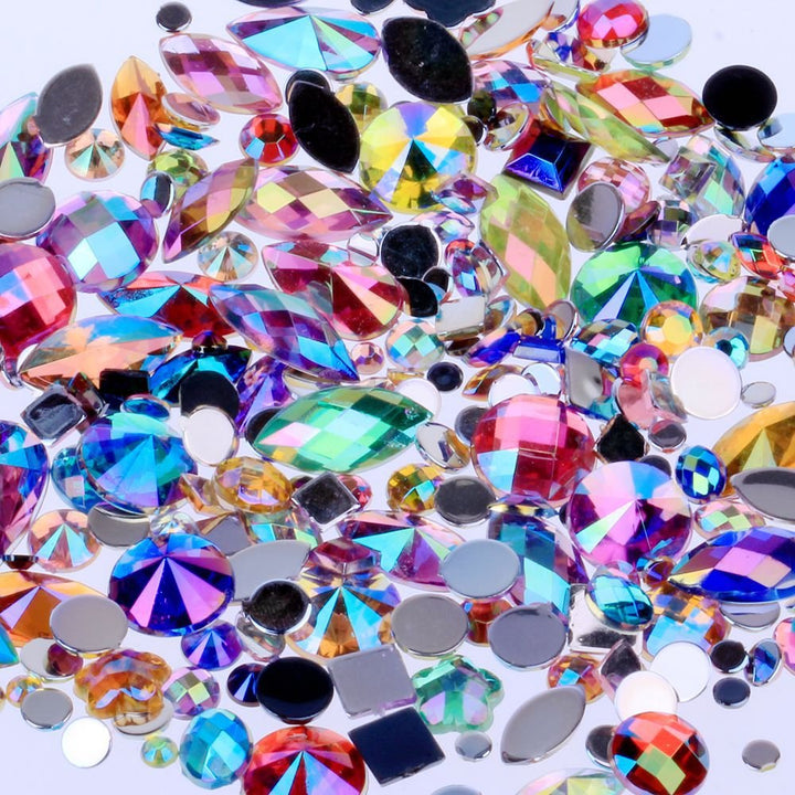 Mix Sizes 300pcs Crystal AB Mix Colors Nail Art Rhinestones DIY Non Hotfix Flatback Acrylic Nail Stones Gems For 3D Nails Art Decorations (Mix Colors) (Mix Colors)