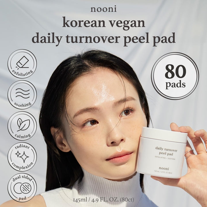 NOONI Facial Toner Pads - Glycolic Acid Pads 80 EA | AHA(Glycolic Acid, Lactic Acid), Pore Care Control, Glass Skin, Exfoliates Blackhead, Reduces Fine lines with Panthenol, Hydrating Serum