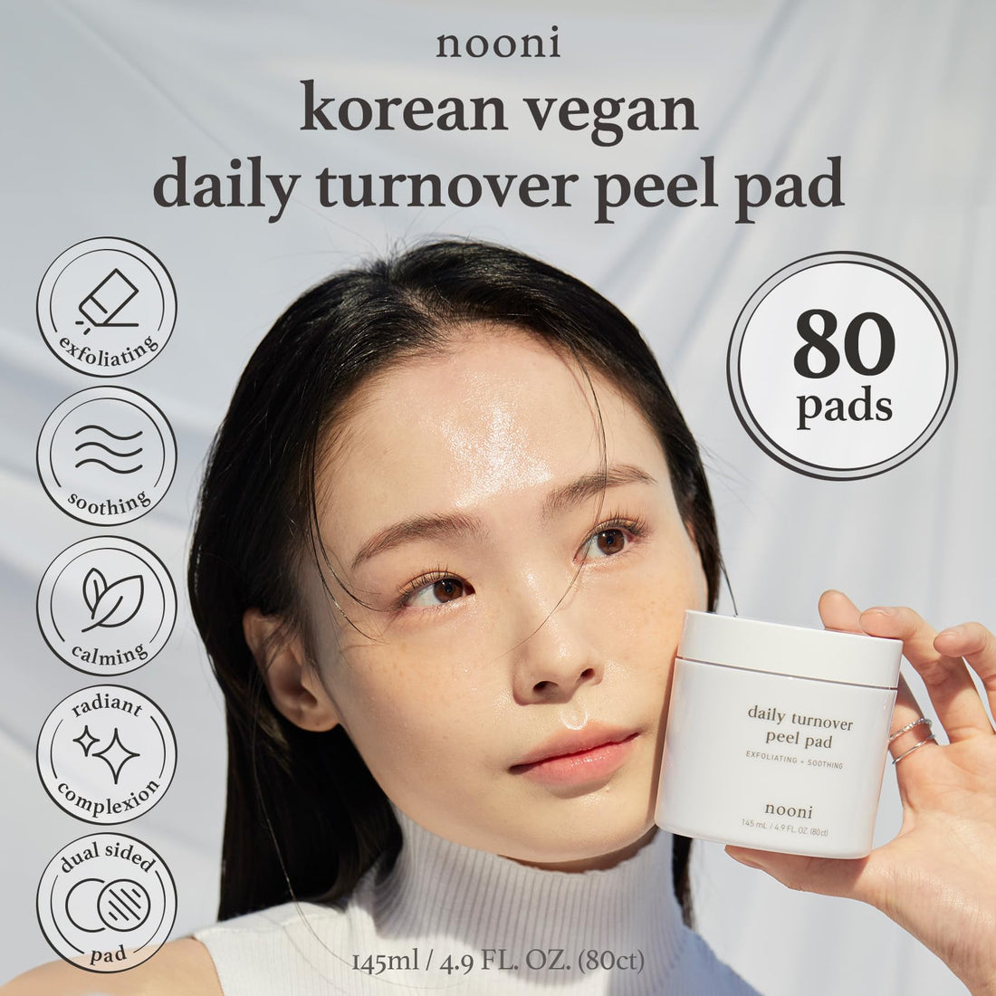 Nooni Korean Facial Peel Toner Pads - Daily Turnover Peel Pad 7 Count | Travel Set, Korean Skincare, Exfoliating Face Pads, with AHA, Glycolic Acid, and Centella Asiatica, Mother's Day