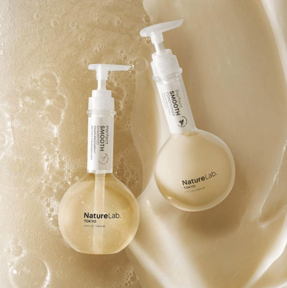NatureLab. TOKYO Perfect Smooth Shampoo & Conditioner: Weightless Frizz Control for Smoother, Healthier Hair and Scalp I 11.5 FL OZ Each