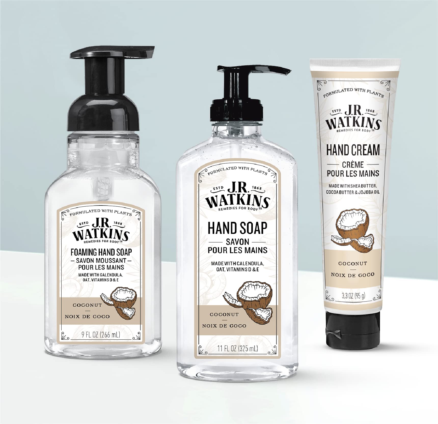 J.R. Watkins Natural Liquid Hand Soap, Coconut, 11 Ounce (Pack of 6)