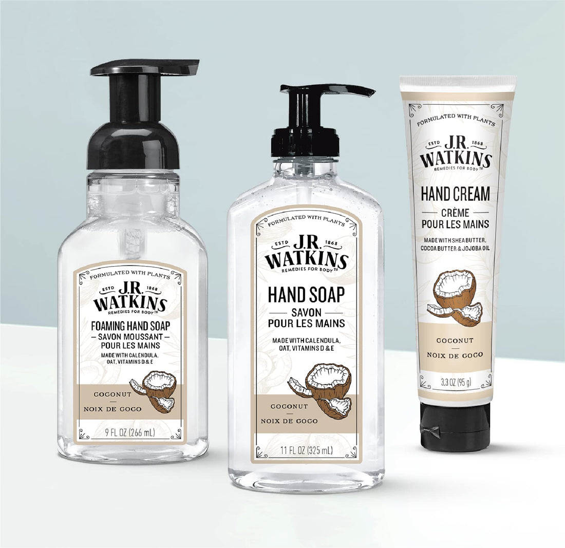 J.R. Watkins Natural Liquid Hand Soap, Coconut, 11 Ounce (Pack of 6)