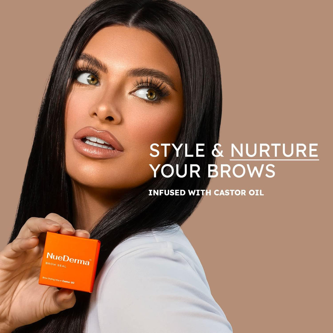 NueDerma - Brow Seal with Castor Oil - Clear Eyebrow Gel, Waterproof Eyebrow Makeup, Styling Wax for Feathered & Fluffy Brows - 1 OZ