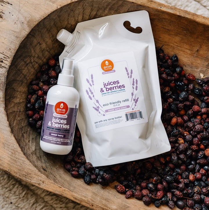 Oyin Handmade Juices & Berries hydrating herbal leave-in 1-liter eco-friendly refill pouch