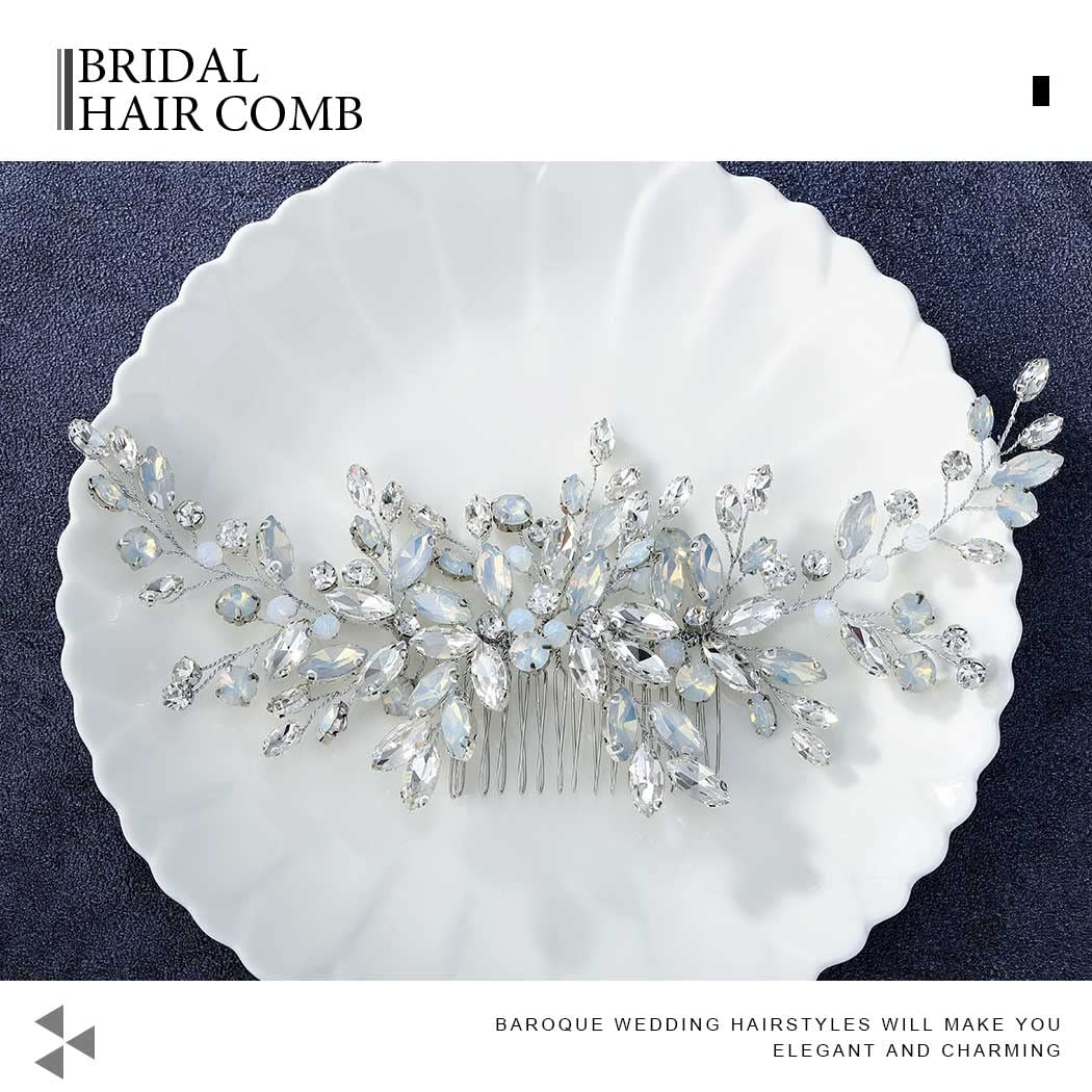 Catery Bride Wedding Hair Comb Hair Accessories with Crystal Bridal Side Combs Headpiece for Women