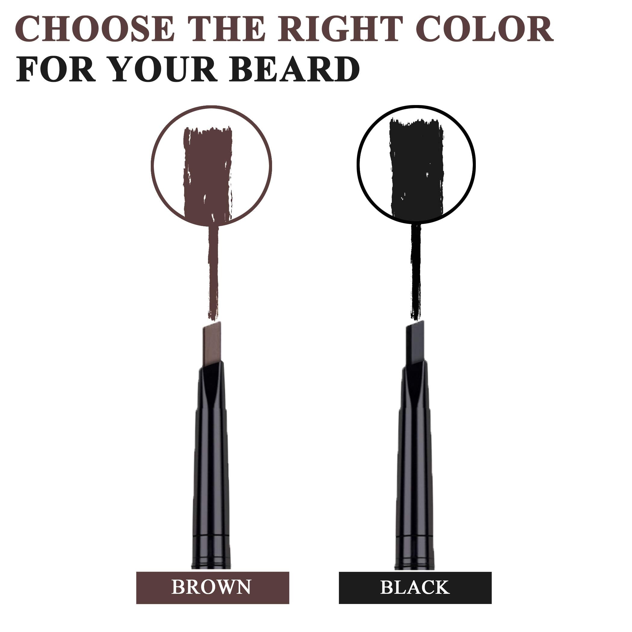 Beard Pencil Filler for Men - Water Resistance, Sweat Proof, Long Lasting & Natural Finish barber Pencil, Mustache Repair Shape, Two more Pencil Replacement Tip (black)