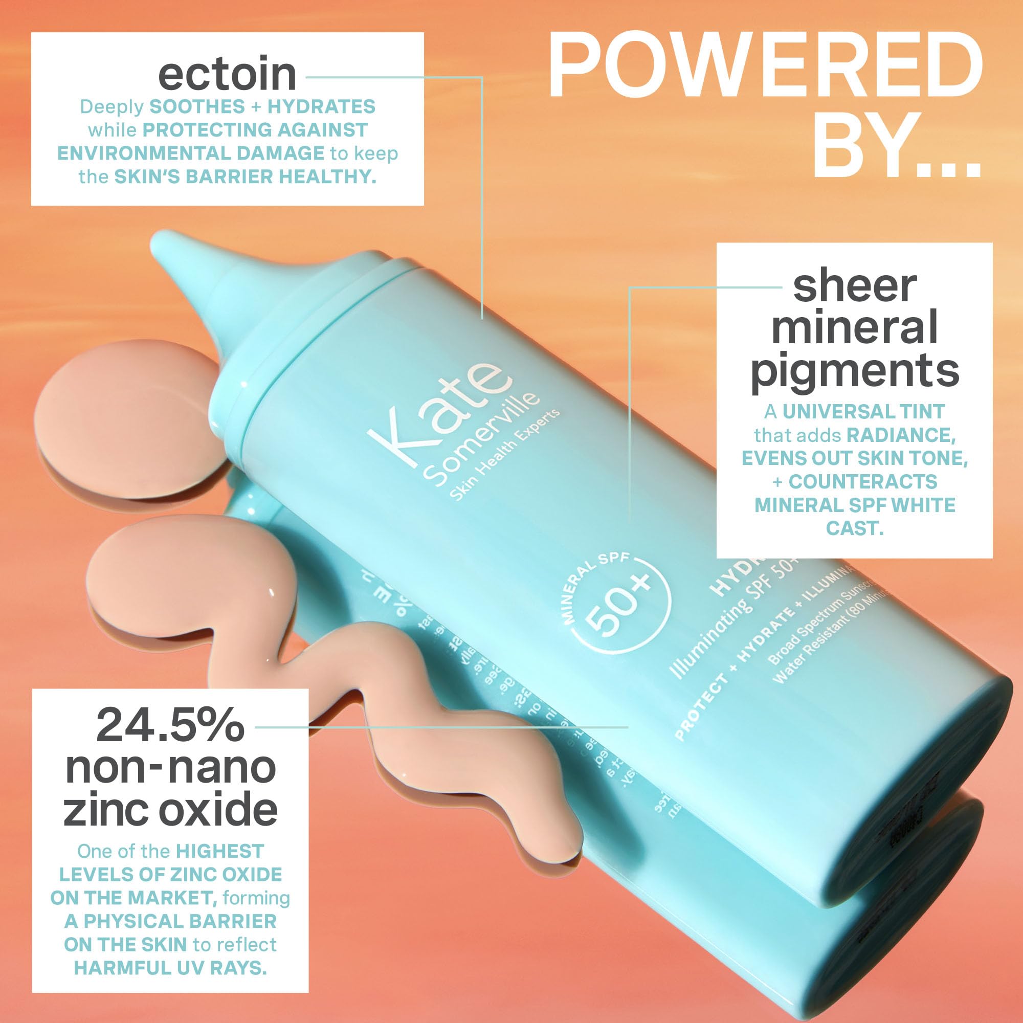 Kate Somerville HydraKate Illuminating Sunscreen Drops for face with 50+ SPF, Zinc Oxide and Mineral Tinted, Moisturizing and Anti-Aging, 1.7 Fl. Oz