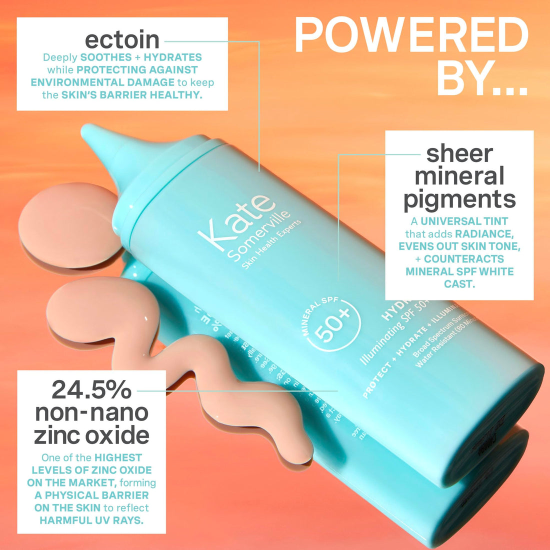 Kate Somerville HydraKate Illuminating Sunscreen Drops for face with 50+ SPF, Zinc Oxide and Mineral Tinted, Moisturizing and Anti-Aging, 1.7 Fl. Oz