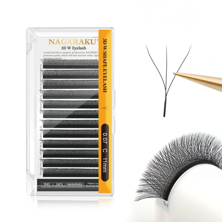 NAGARAKU W Eyelash Extension 3D Volume Premade Fan 0.07mm C curl 11mm Faux Mink Matte Black Cluster Easy Fanning yy Eye Lashes