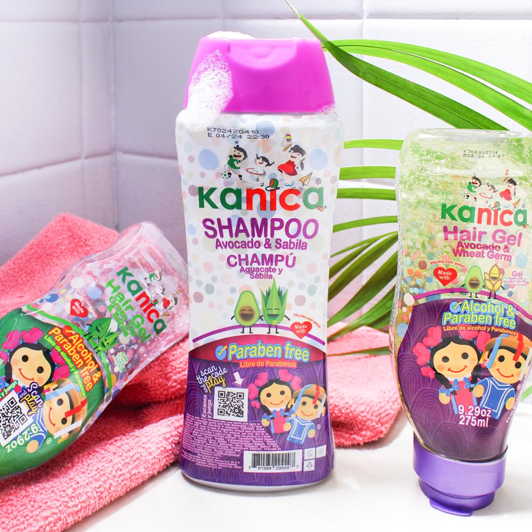 Kanica Aloe Vera & Avocado Hair Care Kit - 13.5oz Shampoo + 9.29oz Alcohol-Free Gel - Nourishing Products for Kids & All Hair Types - Paraben & Cruelty Free & Harsh Chemical-Free