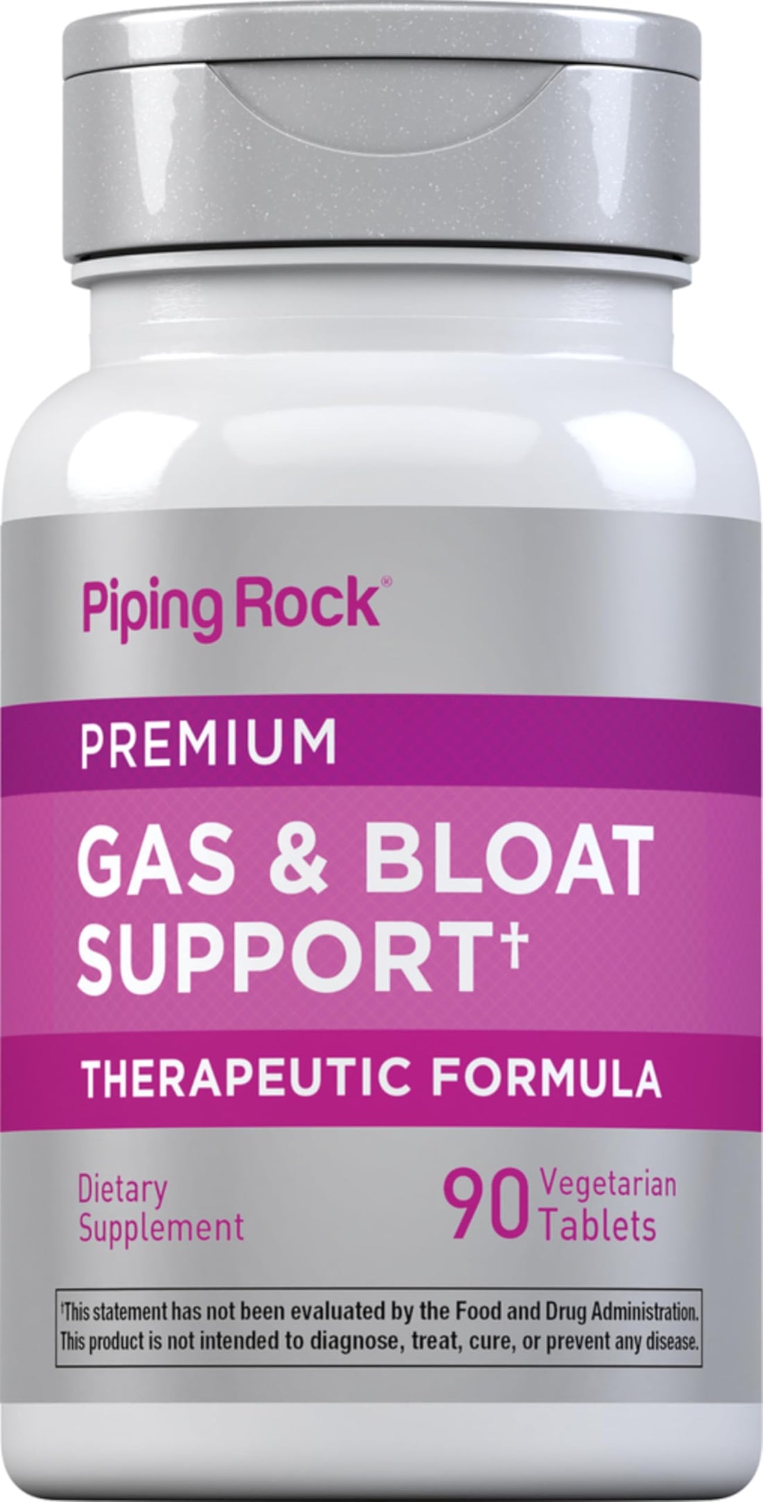 Piping Rock Bloat & Gas Support for Men & Women | 90 Tablets | Extra Strength Pills | Supplement with Enzymes, Turmeric, Ginger & More | Non-GMO & Vegetarian Formula