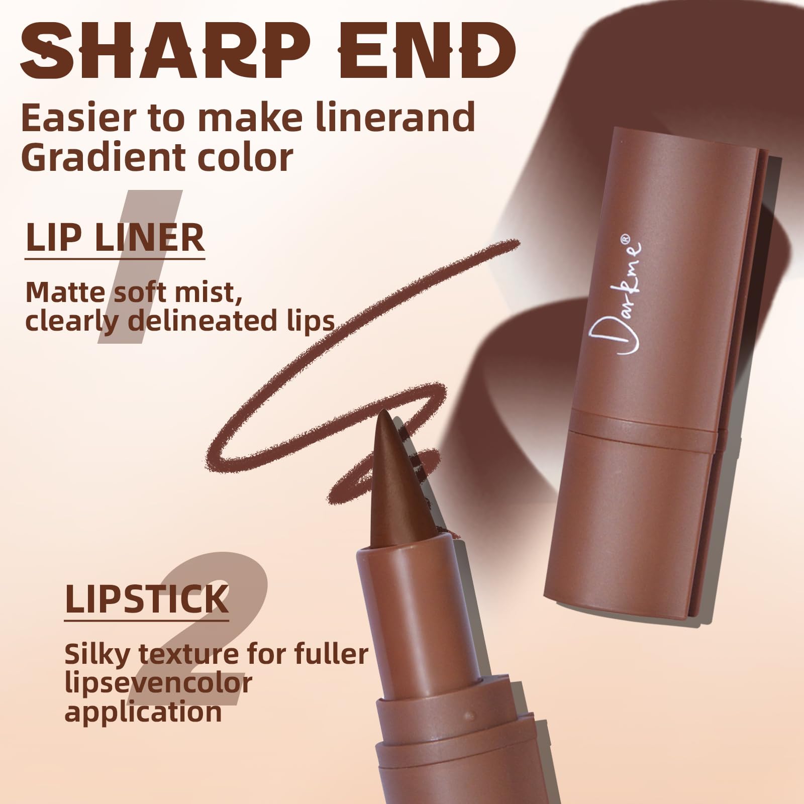 HOSAILY Lip Liner and Gloss Set, Dark Brown Plumping Lip Liner Lip Pencil Moisturizing Lightweight Lip Gloss Lip Combo, High Shine Glossy Lip Tint Lip Stain Makeup Long Lasting Lip Care for Women