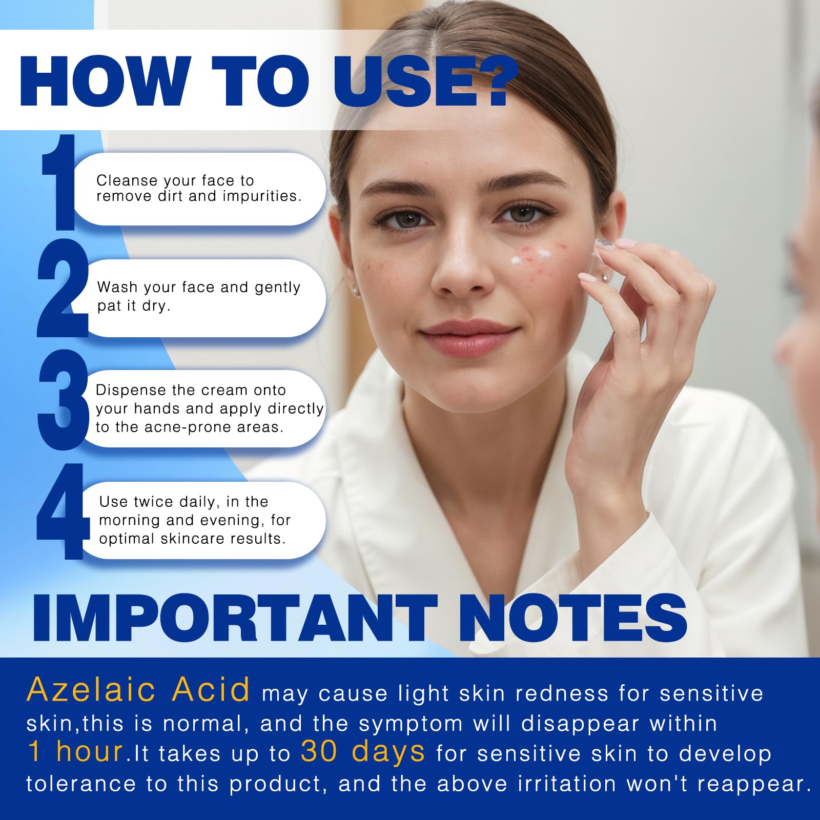 Sefralls 10% Azelaic Acid Acne Cream, Premium Azelaic Acid Facial Cream - Redness Relief For Face, Redness Reducing Skin Care, Prevents Acne Breakouts, Ease Pimple Clarify Skin Soothe Irritation,1 Oz