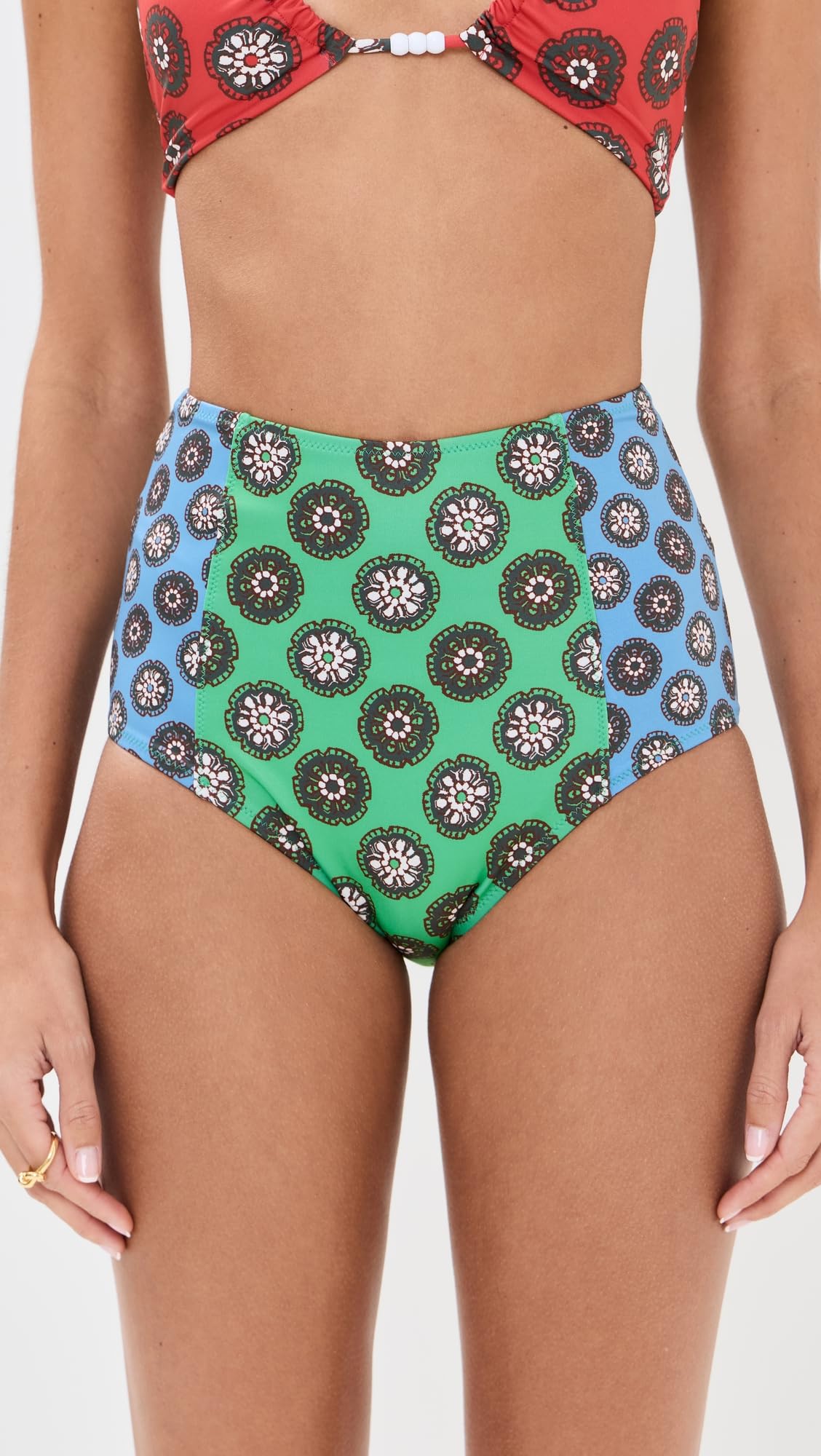 Rhode Women's Navya Bikini Bottoms, Ggbg, Print, Green, XS