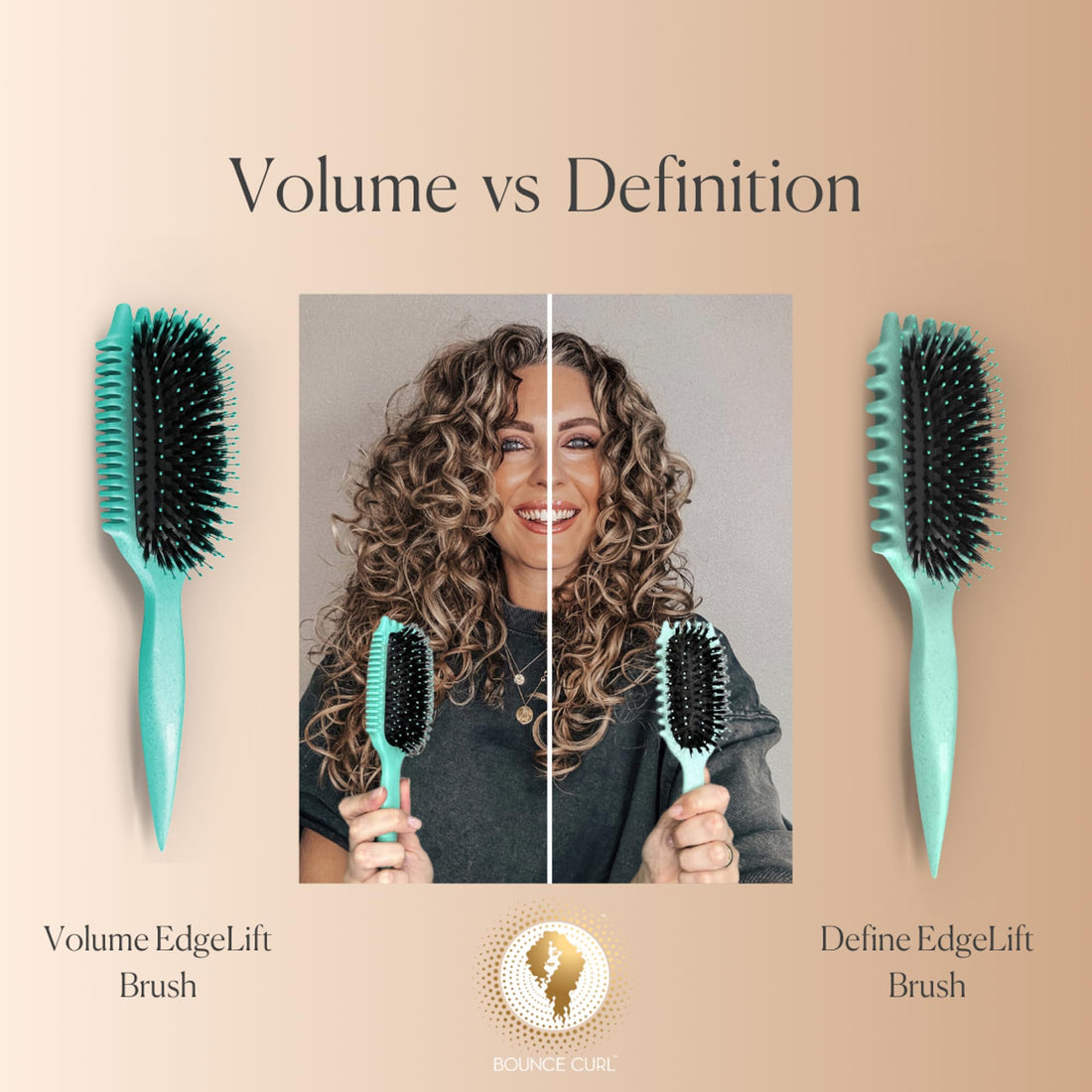 Bounce Curl Volume EdgeLift Brush, 5-in-1 Tool for Volumized Waves, Curls & Coils - Teal