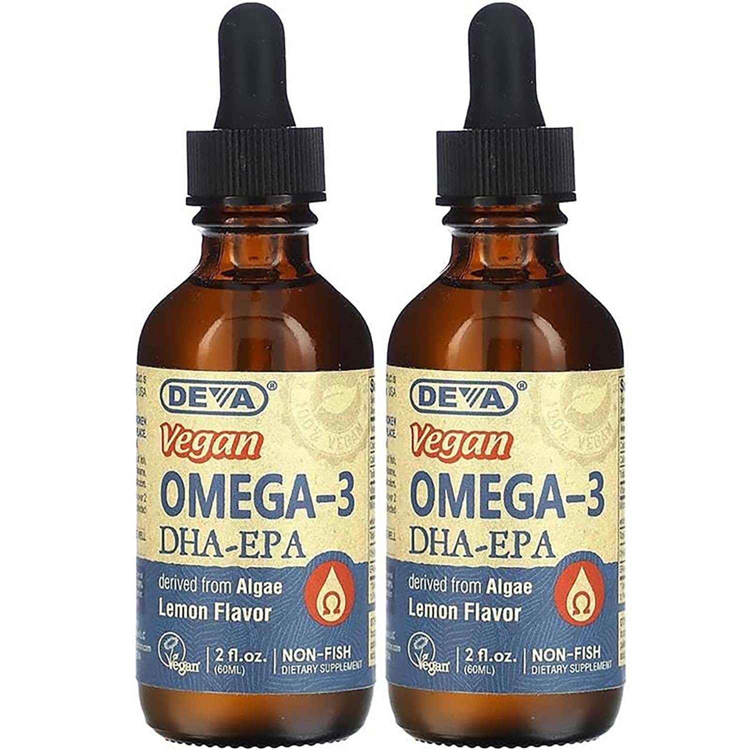 DEVA Vegan Liquid DHA-EPA (Lemon Flvr) 2 fl. Oz Liquid (Pack of 2)