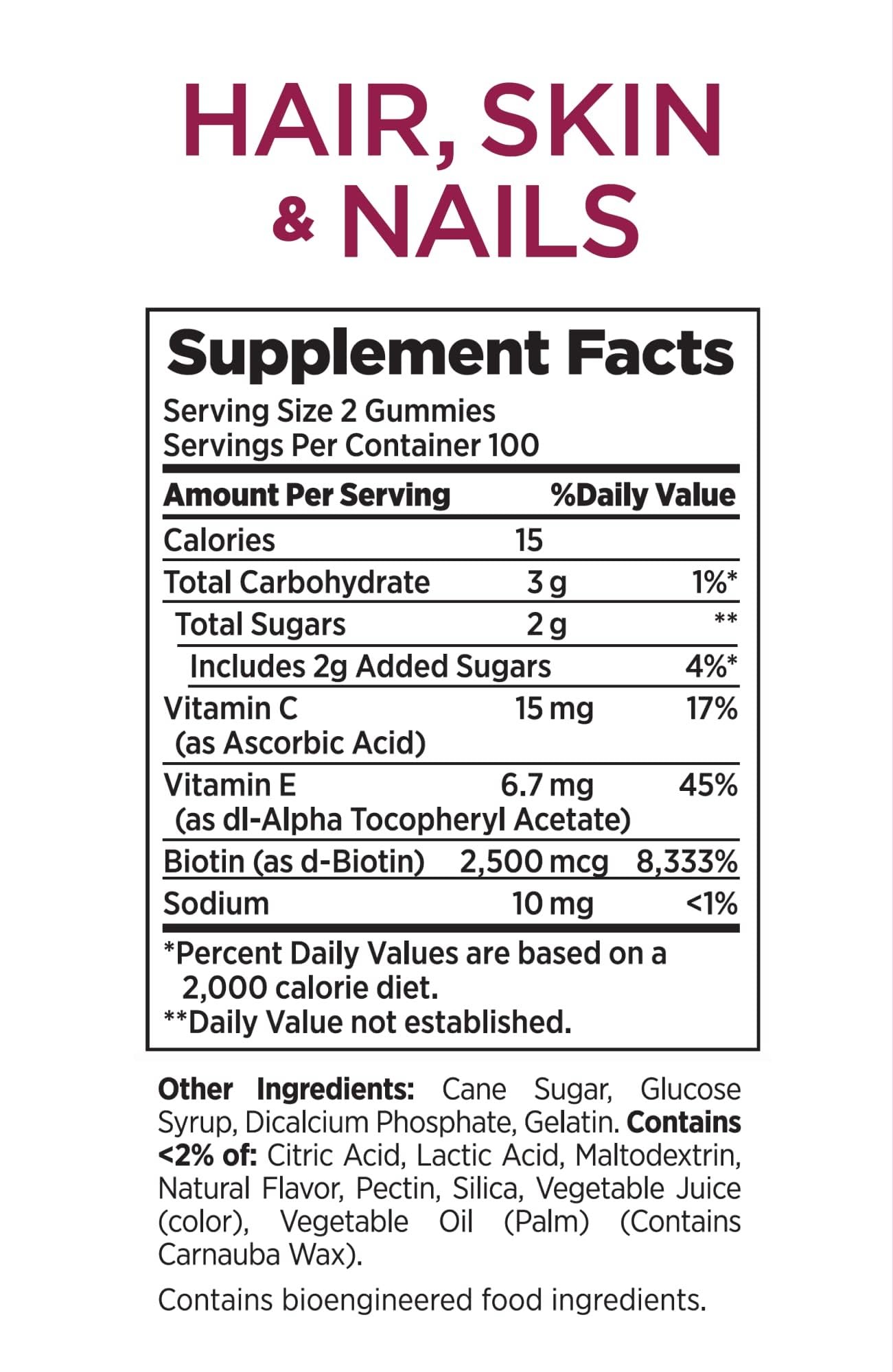 Nature's Bounty Vitamin Biotin Optimal Solutions Hair, Skin and Nails Gummies, 80 Count,.