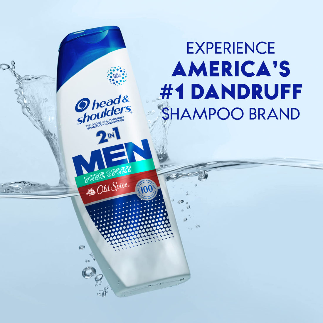 Head & Shoulders Old Spice Pure Sport Dandruff 2 In 1 Shampoo and Conditioner, 31.4 Fl Oz Twin Pack, 31.4 Fluid Ounce