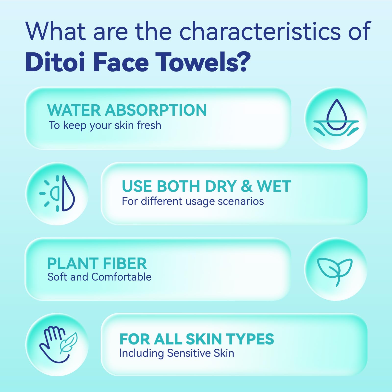 Ditoi Disposable Face Towels,Ultra Thick Face Towelettes XL, Lint-Free Facial Wipes for Makeup Removal,10×12, 300 Count (6 Pack),Pearl-textured