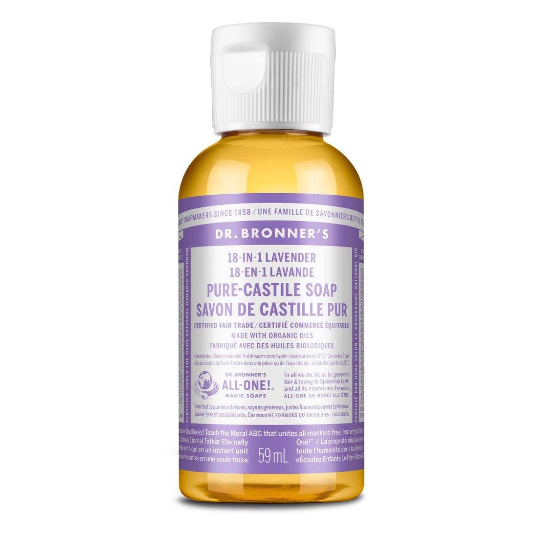 Dr. Bronner's Fair Trade and Organic Castile Liquid Soap, Lavender, 2 Fluid Ounce