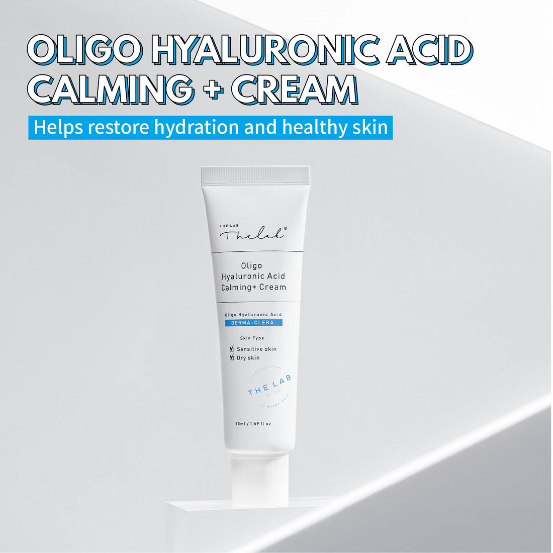 Blanc Doux Oligo Hyaluronic Acid Calming Cream 1.69 fl. oz. for Dry and Sensitive Skin Types | Low Molecular Mass Hyaluronic Acid 3,015ppm | Skin Soothing, Deep Hydrating