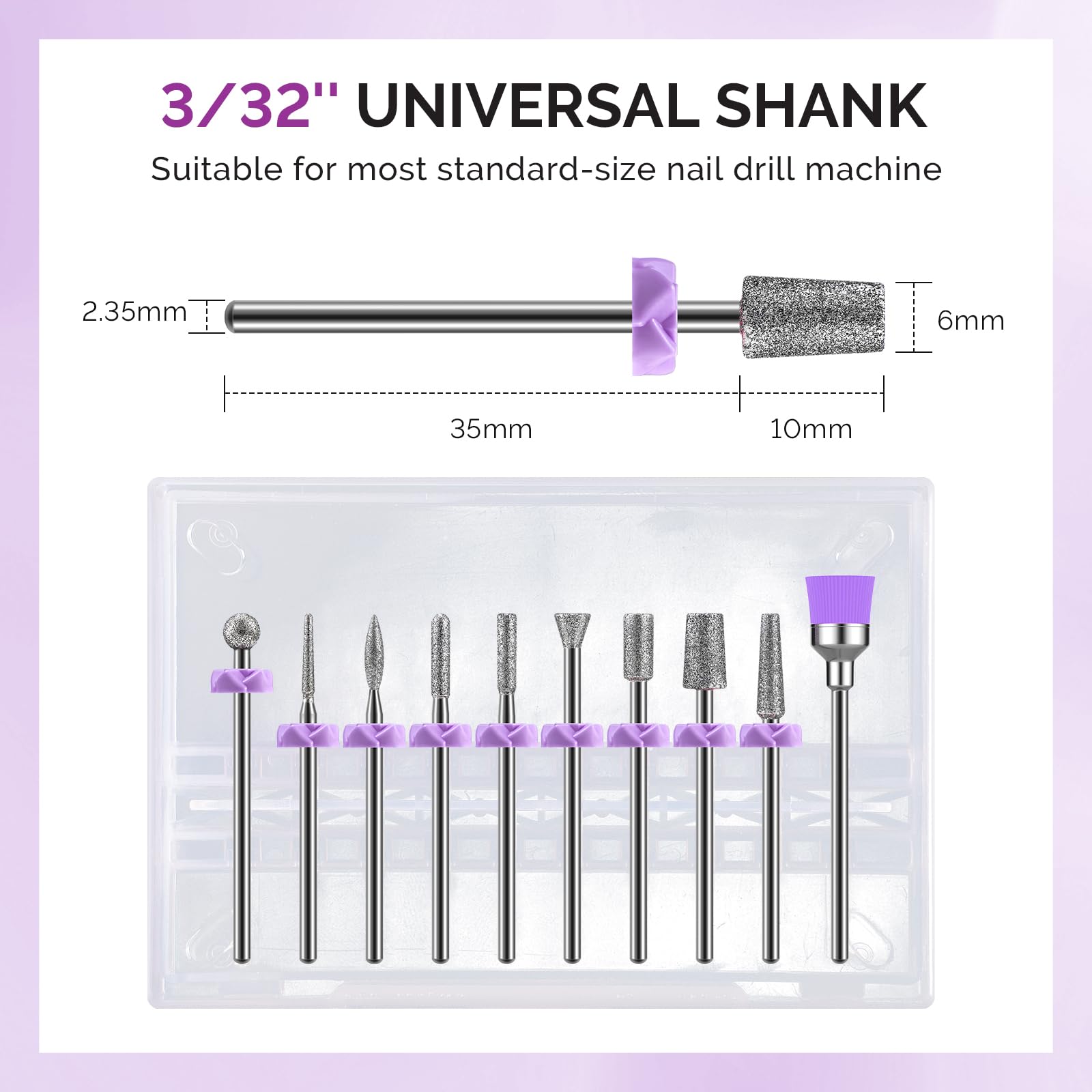 MelodySusie Nail Drill Bits, 10Pcs Diamond Sanding Bit Set with 40pcs Small Sanding Bands (#120#180#240 Grits) with 3.1mm Mandrel Bit, Nail Gel Polish Remover Tool for Acrylic Nails Manicure Nail Prep