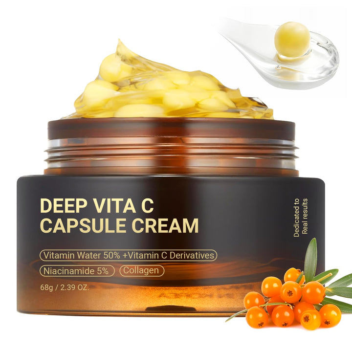 FIUMOT Deep Vitamin C Golden Capsule Hydrating Face Moisturizer, Antioxidant Protection, Lightweight Daily Skincare