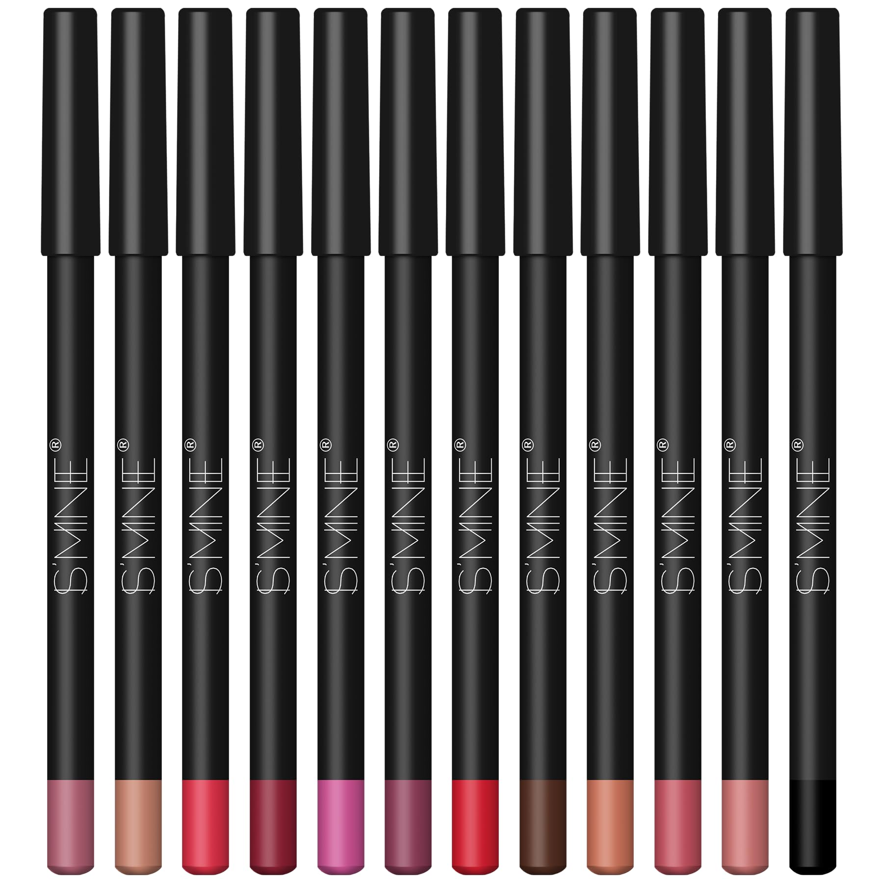 IS'MINE 12PCS Lip Liner Pencil, Nice Color Precise Lining Creamy formula Versatile Long Wood Eyeliner Lip Lining kit (Set A)