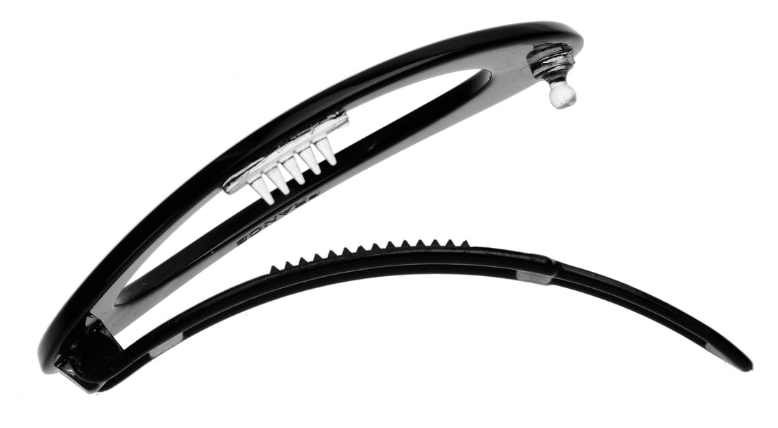 Nacro Black : France Luxe Cutout Oval Plastic Tige Boule Barrette - Nacro Black