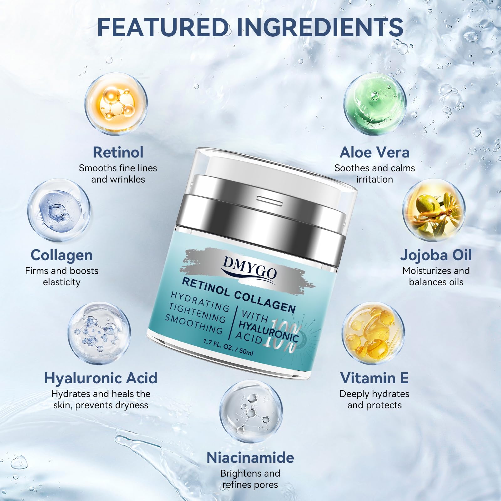 Neck Cream for Tightening and Firming, Instant Face Lift Cream with Retinol, Collagen & Hyaluronic Acid - Anti Aging Face Moisturizer for Women & Men Reduce Wrinkle, Retinol Cream for face 1.7 FL OZ