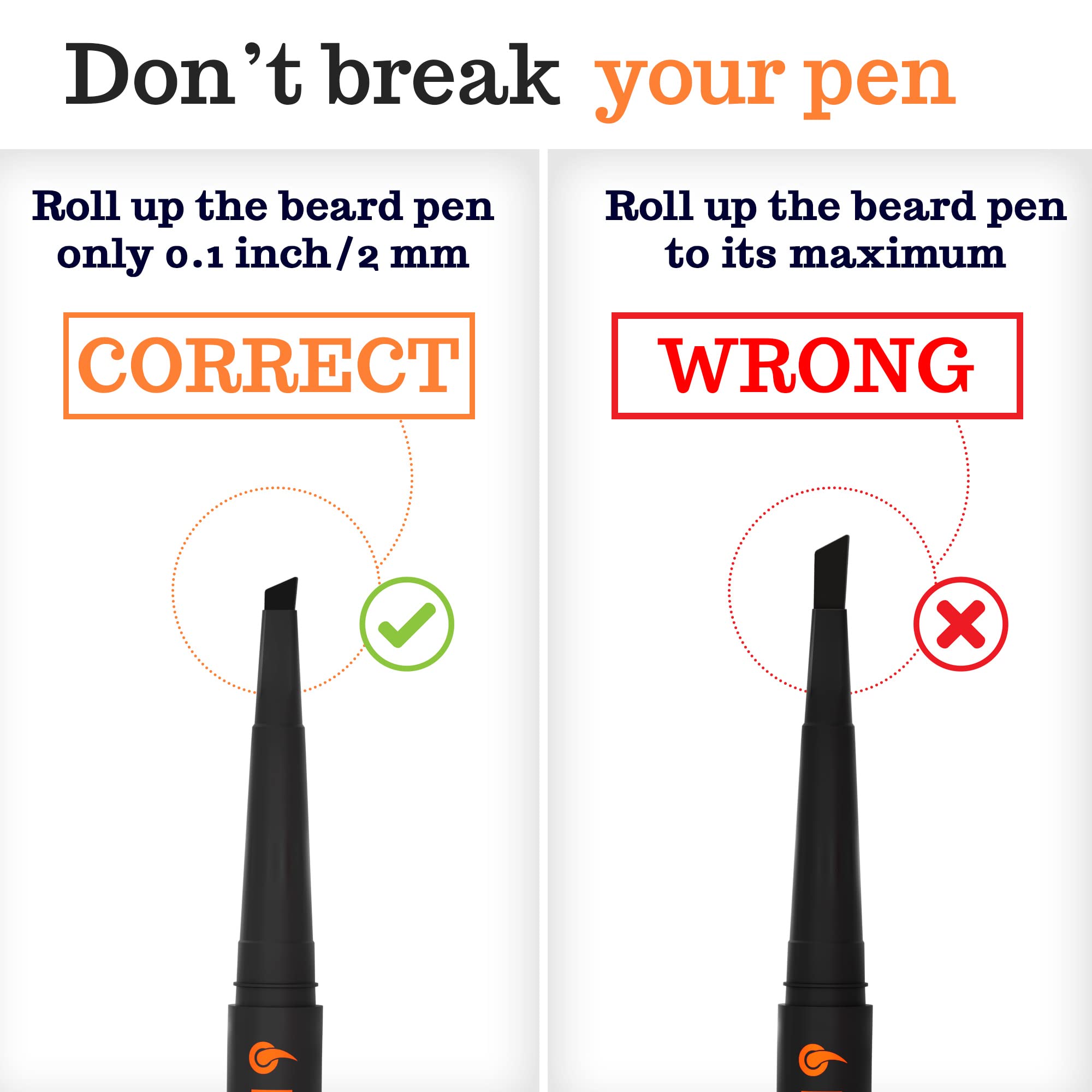 Beard Pen Filler for Men - Barber Styling Grooming Pencil - Waterproof Proof, Sweat Proof, Long Lasting Solution with Natural Finish - Cover Beard and Scalp Patches in Seconds - Black 1 Pack