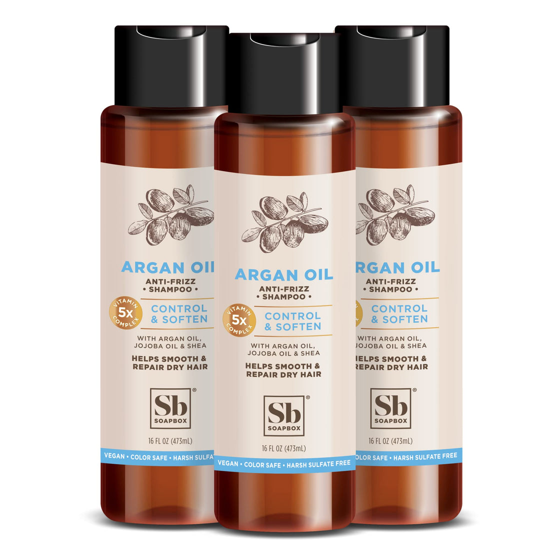 SoapBox Soaps Shampoo, Argan Oil with Shea Butter, 3 Count