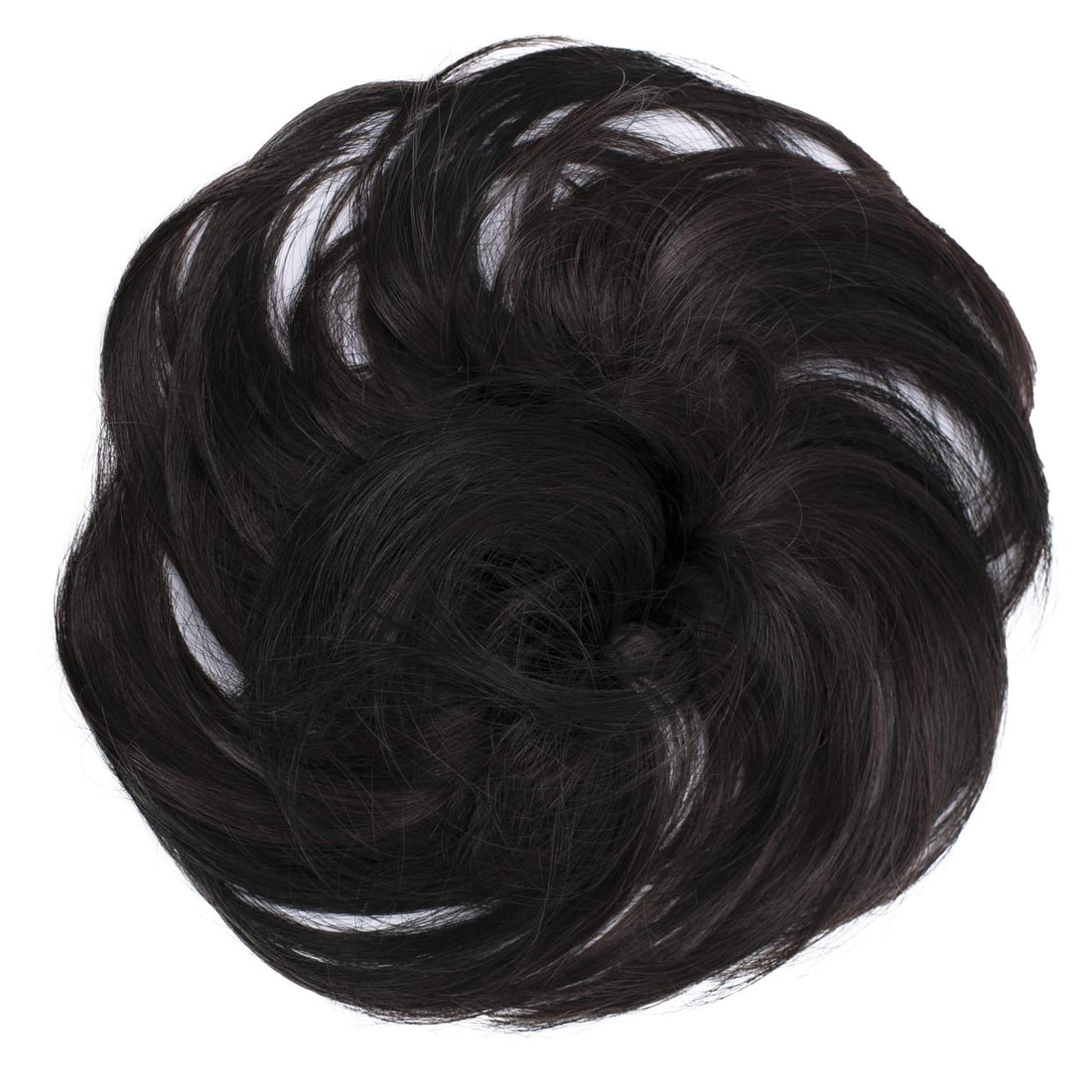 darkest brown mix 1H32A : Scrunchy Scrunchie Bun Up Do Hairpiece Hair Ribbon Ponytail Extensions Wavy Curly or Messy various/diverse colours (darkest brown #3)