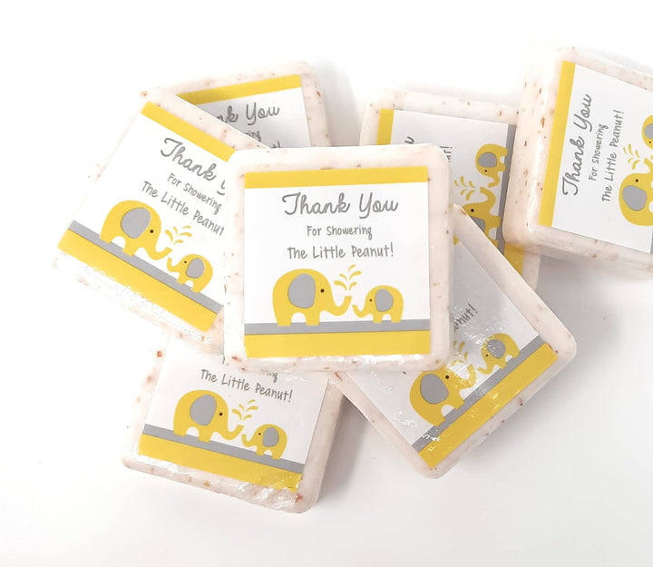 Botanical Bars 12 Yellow and Grey Elephant Thank You Soap Favors - 1.5oz Soap Favors - Gender Neutral Baby Shower Favors - Elephant Baby Shower Favors