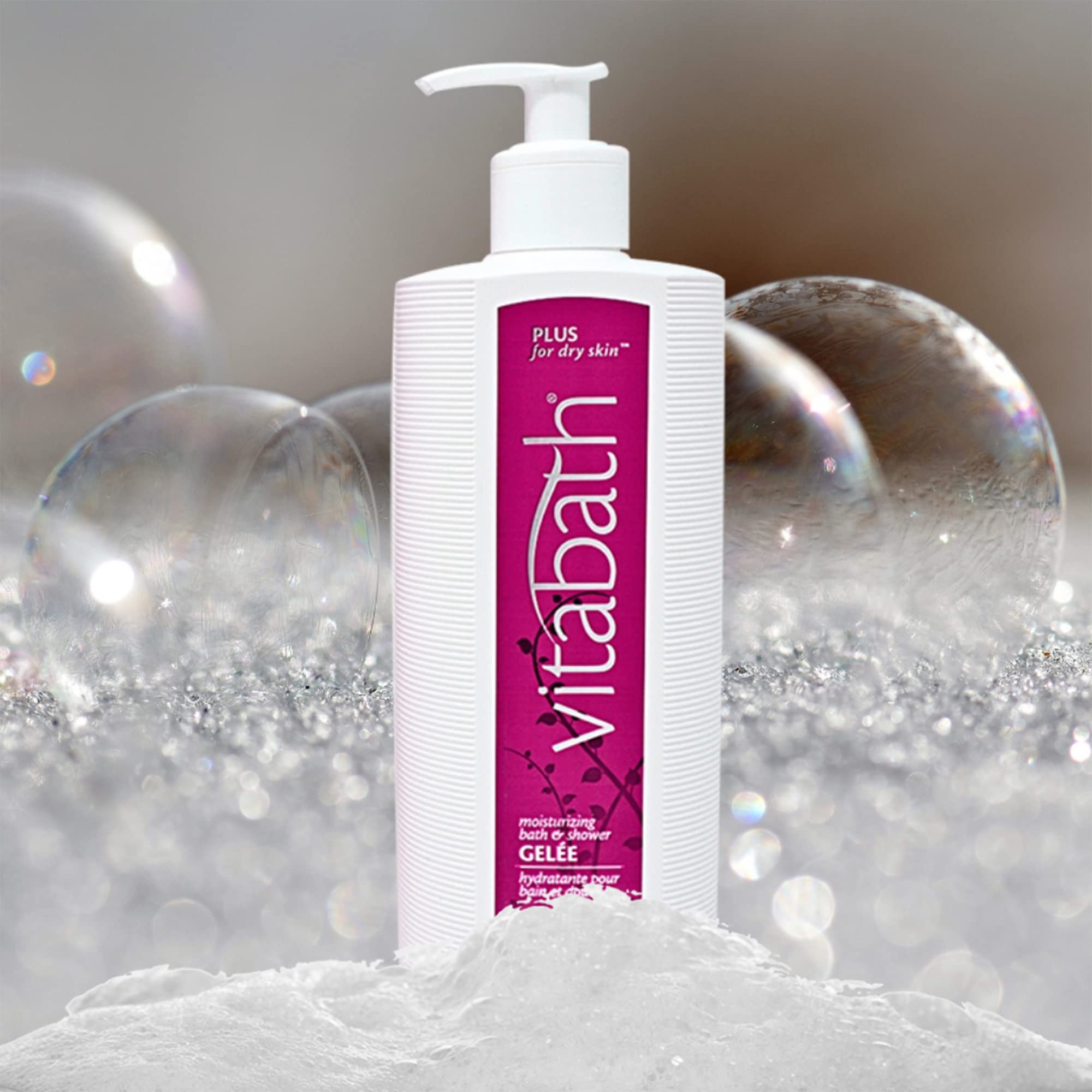 Vitabath Plus For Dry Skin Bath & Shower Gelee Moisturizing Body Cleanser Infused with Jasmine, Violet & White Musk - 21 oz