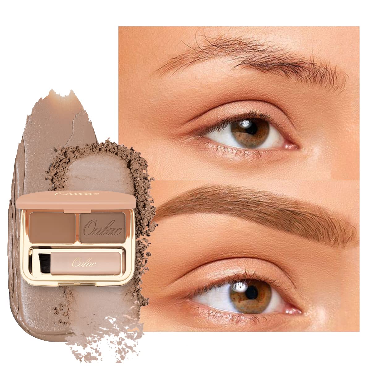 Oulac Waterproof Light Eyebrow Powder Kit with Brow Brush 2 in1 Long Lasting Instant Eyebrow Pomade & Powder Natural Makeup for Sparse Brows 3.2 g/0.11 oz (Golden Blonde)