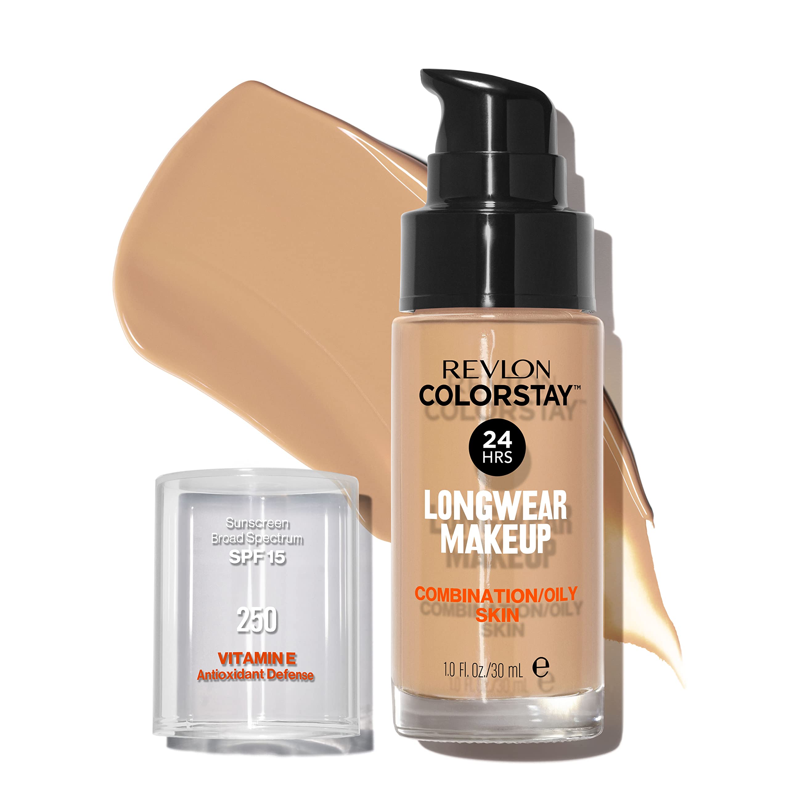 Revlon ColorStay Liquid Foundation Makeup for Combination/Oily Skin SPF 15, Longwear Medium-Full Coverage with Matte Finish, Fresh Beige (250), 1.0 oz