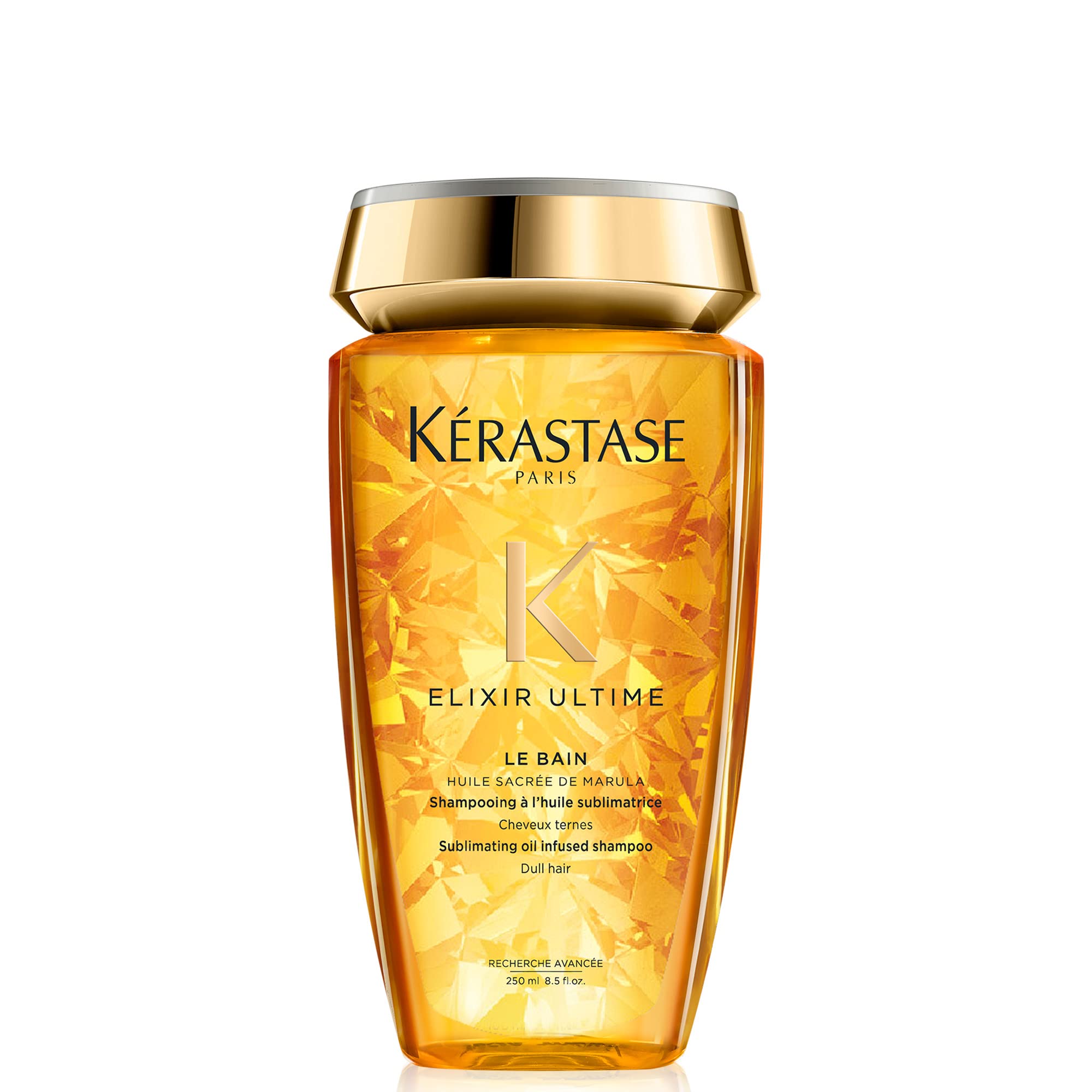 KÉRASTASE Elixir Ultime Oil-infused Shine Shampoo for Dull, Dry Hair, Softens and Restores Shine with Argan Oil, Camellia Oil & Marula Oil, Le Bain 8.5 Fl Oz