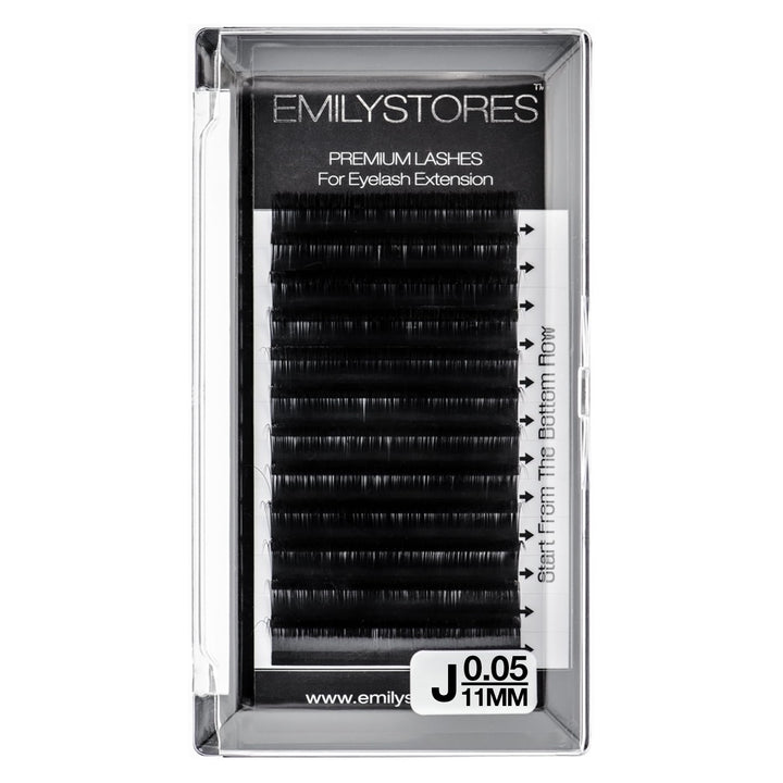 EMILYSTORES 0.05mm Thickness J Curl 11mm Length Lashes Silk Mink Eyelashes For Eyelash Extensions Single Size One Tray