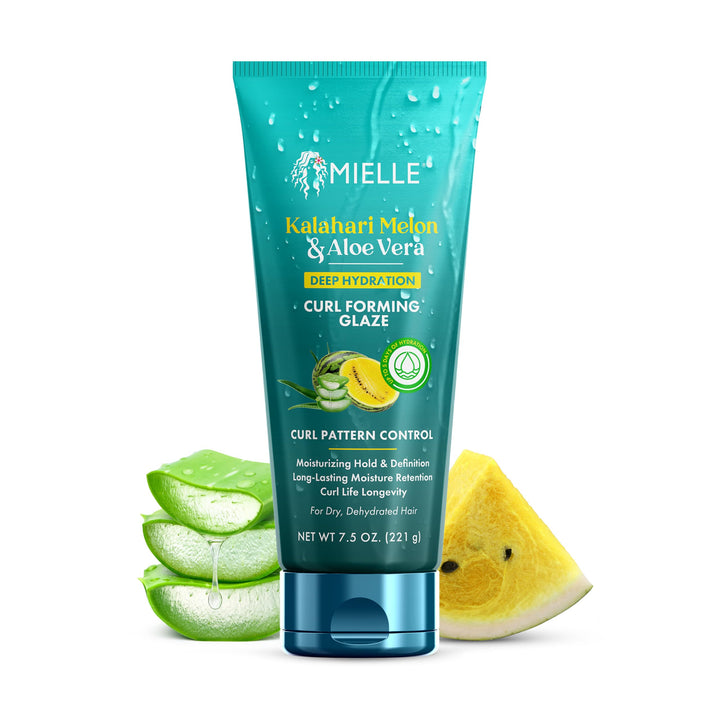 Mielle Curl Forming Glaze - Kalahari Melon & Aloe Vera Deep Hydration Styling Gel for Dry, Curly and Textured Hair - Enhances Curl Definition with Long-Lasting Hold & Shine (7.5oz)
