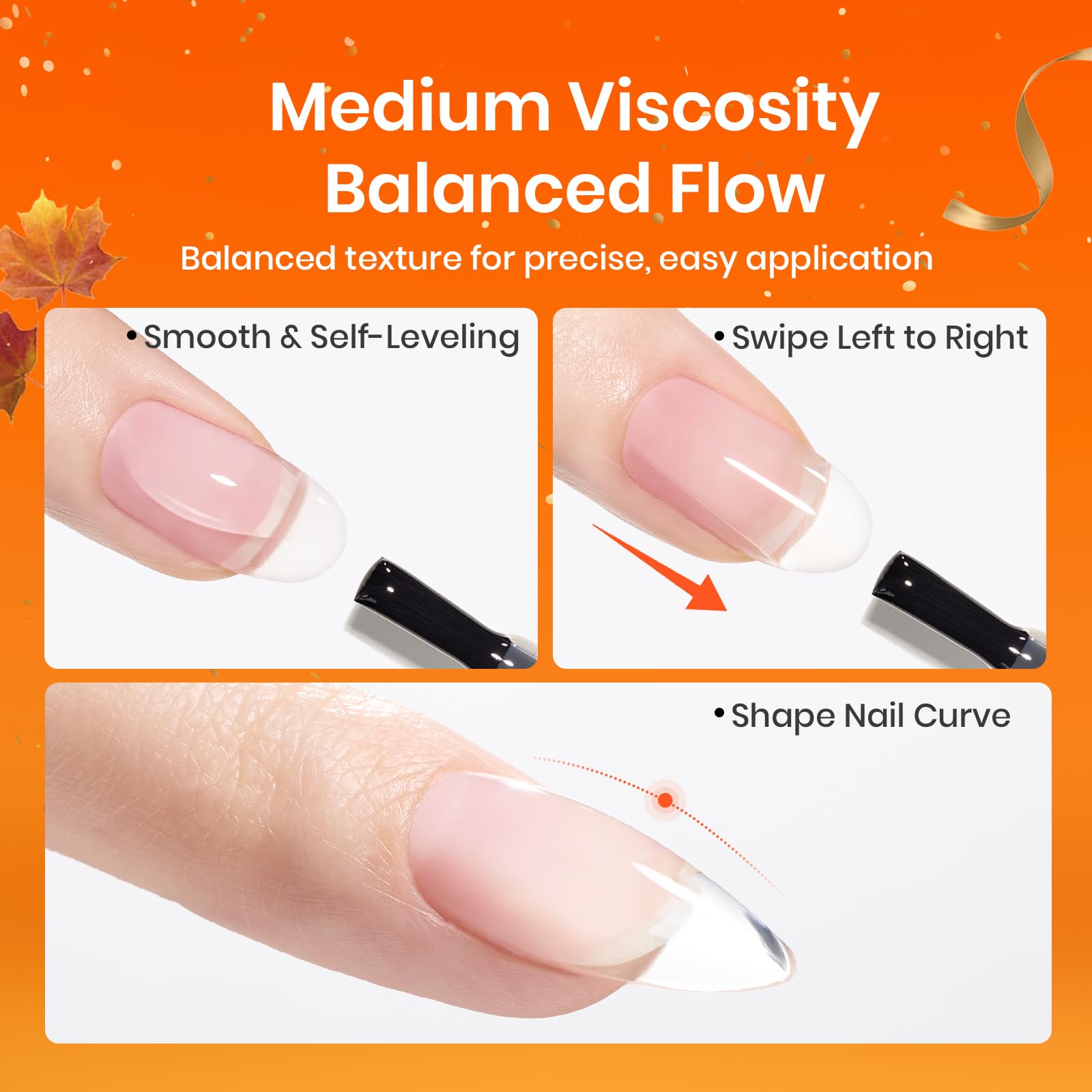 Beetles Builder Gel for Nails 2 Pcs 0.51 oz, 8 in 1 Clear Builder Nail Gel Set for Nail Apex Extension LED Lamp Cured Nail Strengthening Nails for Beginners & DIY Salon Manicurist Women