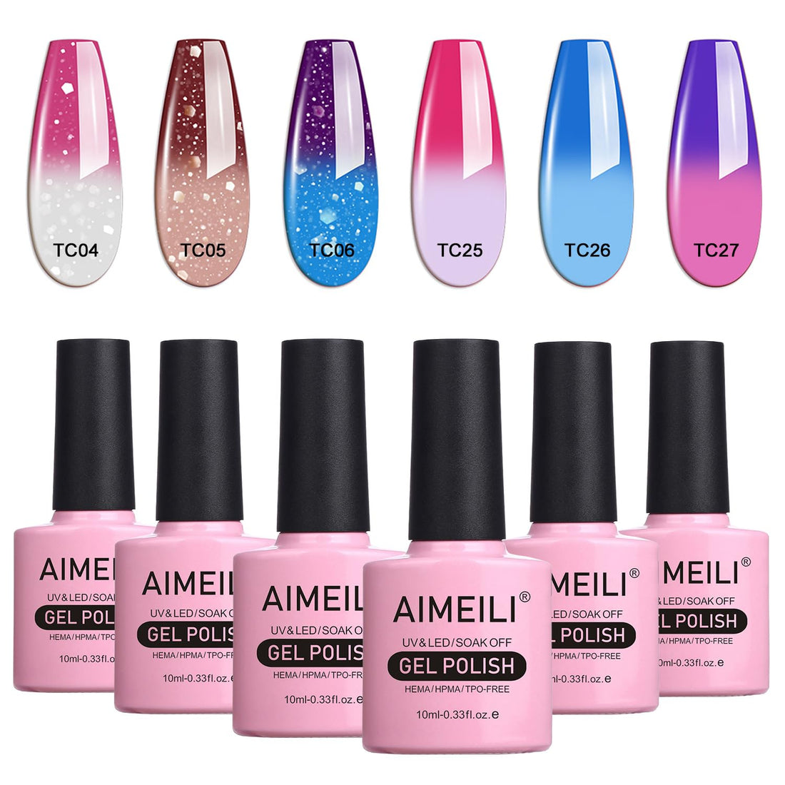 AIMEILI Soak Off UV LED Gel Nail Polish Multicolor / Mix Color / Combo Color Set Of 6pcs X 10ml - Kit Set 14